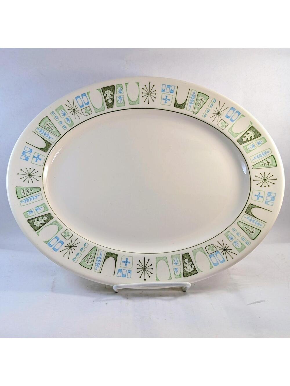 Taylor Smith & Taylor Stoneware Oval Platter, MCM Retro Cathay Pattern